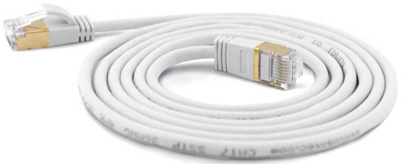 Wantec Patchkabel SSTP CAT7 Ste. CAT6a d=4mm 0,25m weiß Kabel RJ45 Cat.6