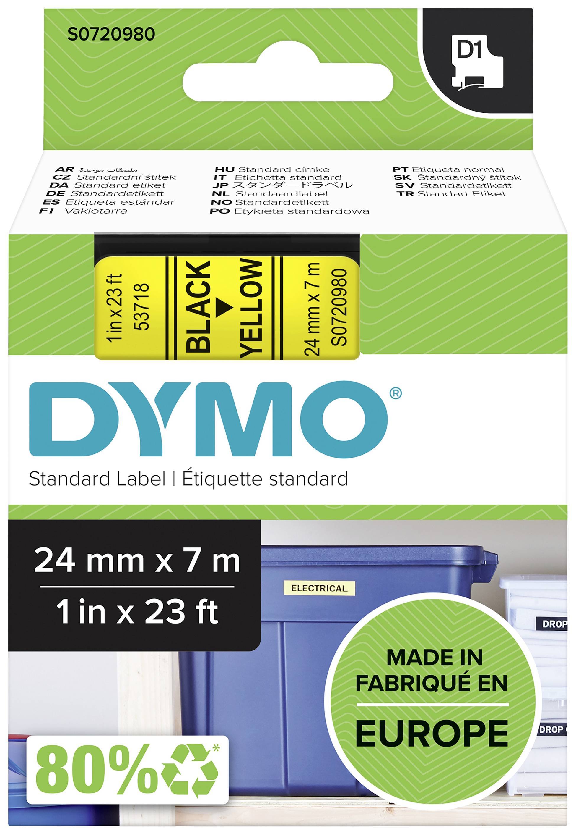 DYMO D1 Schriftband 53718 24mmx7.0m schwarz->gelb Multimedia-Technik Schriftbänder