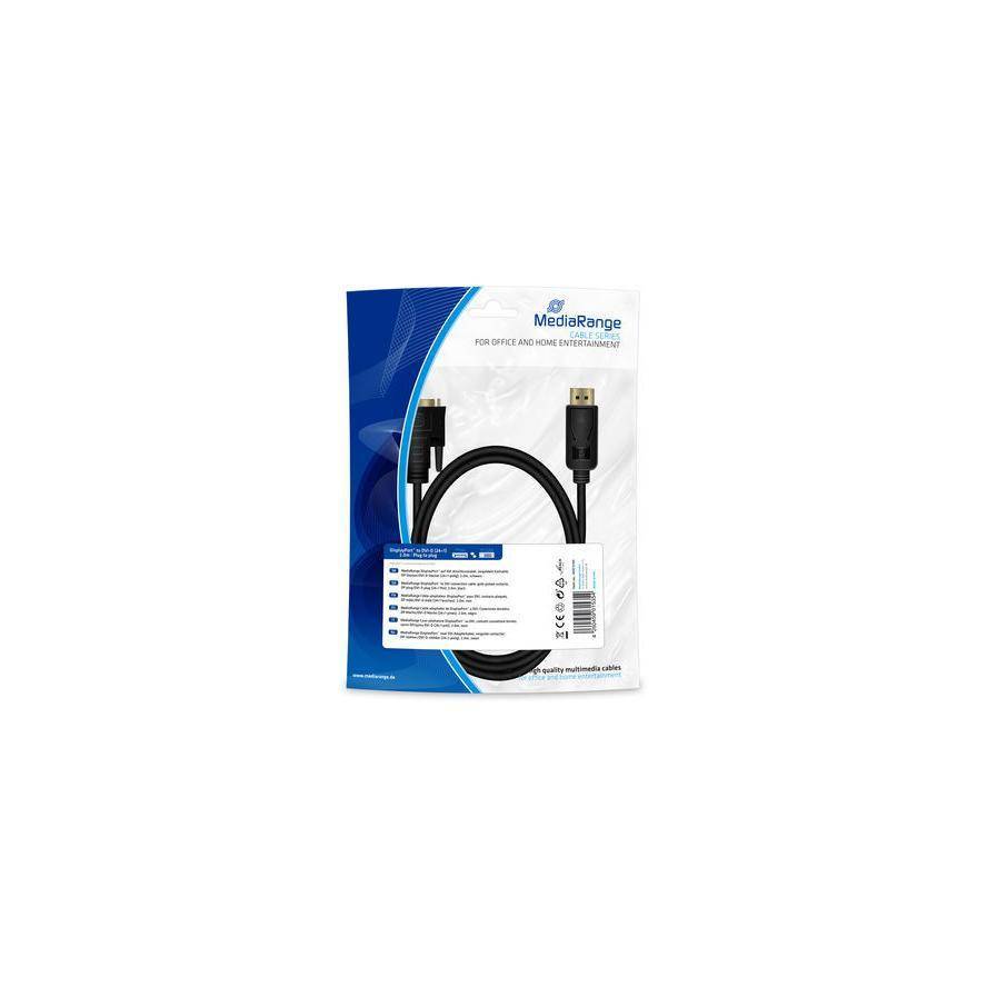 MediaRange DisplayPort auf DVI Anschlusskabel 2m schwarz Multimedia-Technik Displayport-Kabel