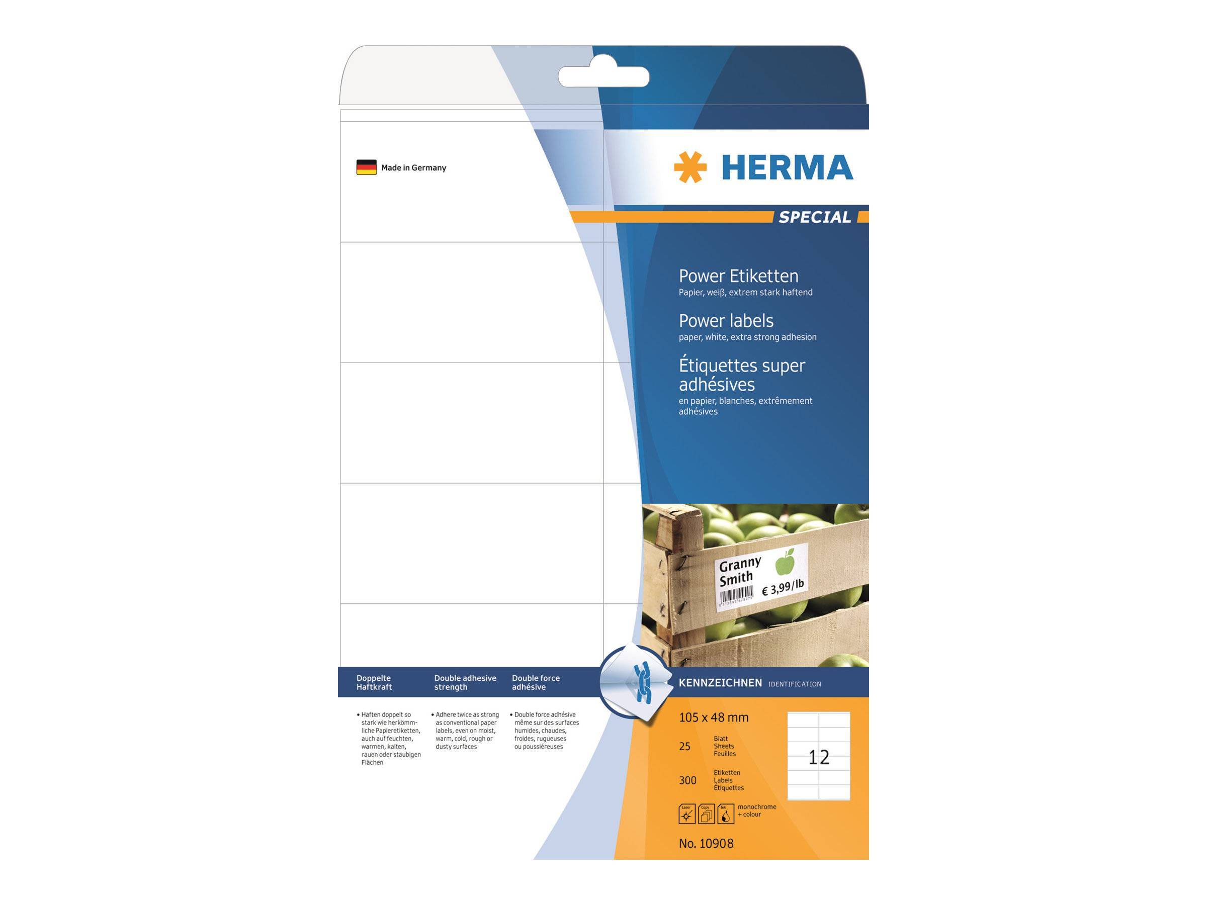 HERMA Etiketten A4 weiß 105x48 mm extrem haftend 300 St. Multimedia-Technik