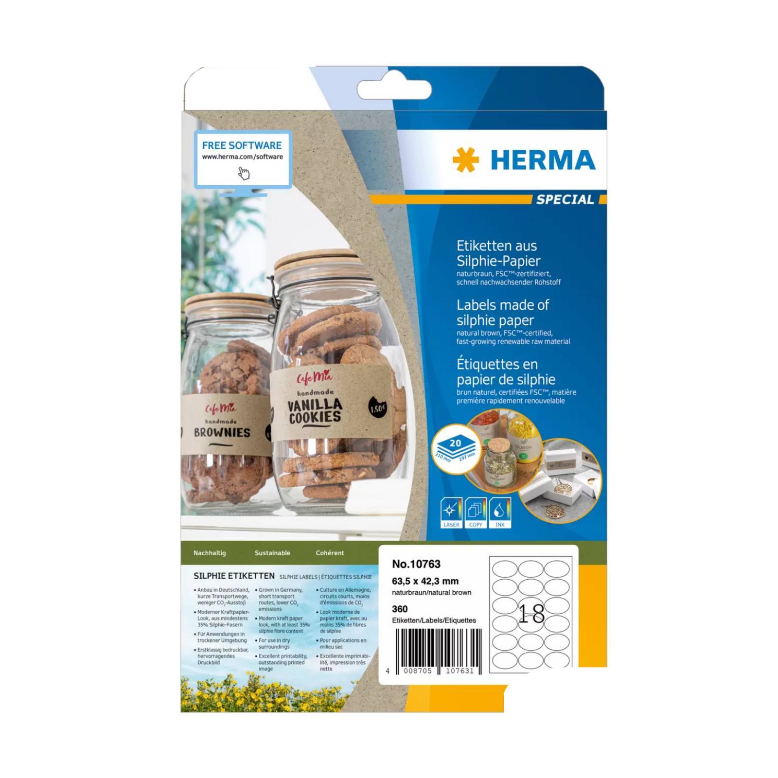 HERMA Etiketten Silphie A4 20 Blatt 63.5x42.3 Oval Multimedia-Technik
