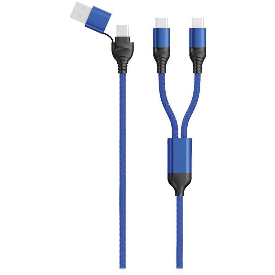 2GO USB / Type C Ladekabel DUO 2x USB-C Nylon 1,2m blau Multimedia-Technik Apple Zubehör