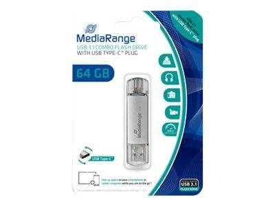 MediaRange USB-Stick 64 GB USB 3.1 combo mit USB Type-C Eingabe / Ausgabe
