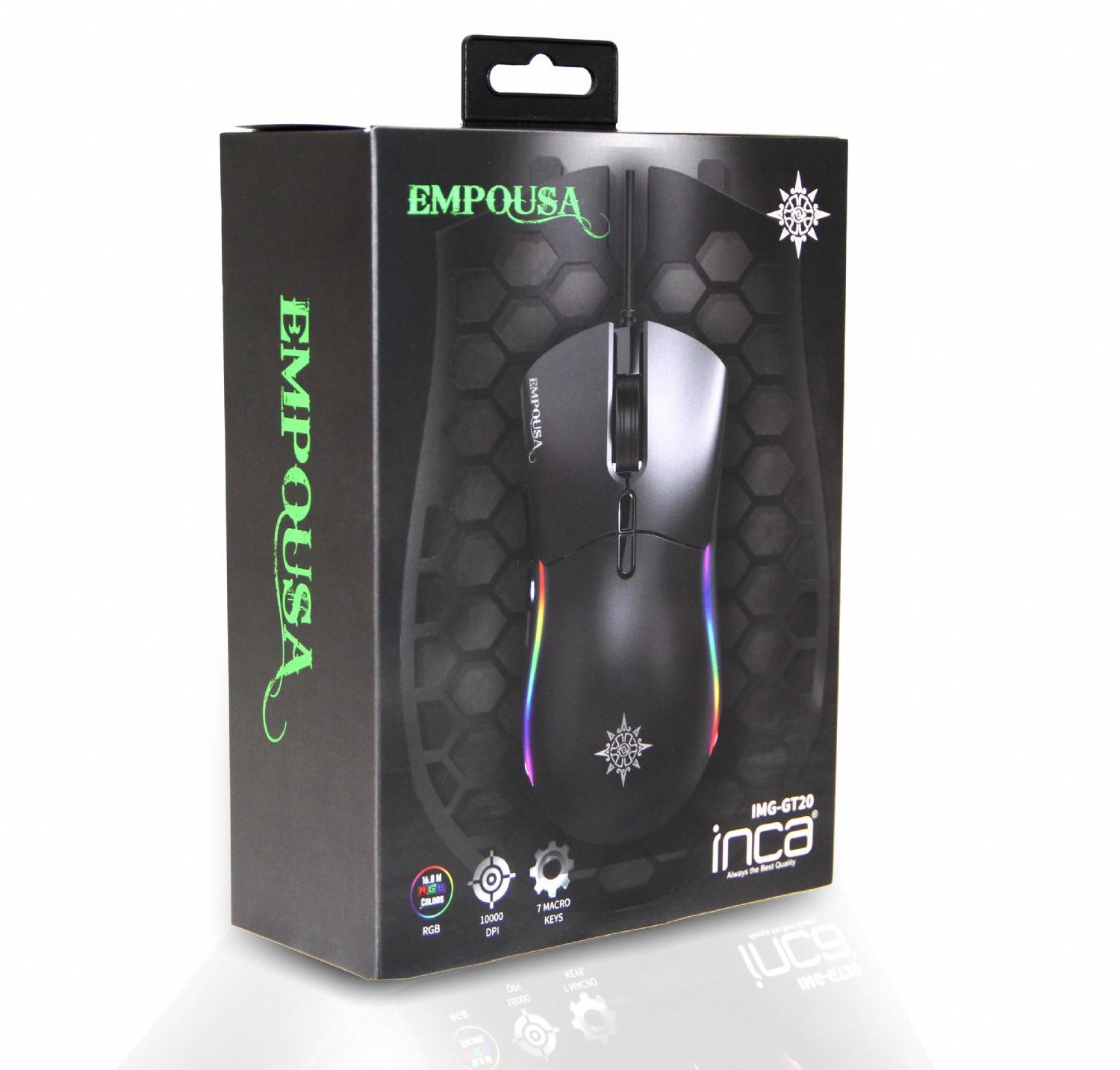 INCA Gaming Maus RGB/10000DPI/ 7Tasten/USB 1.80m schwarz retail Eingabe / Ausgabe Mäuse &