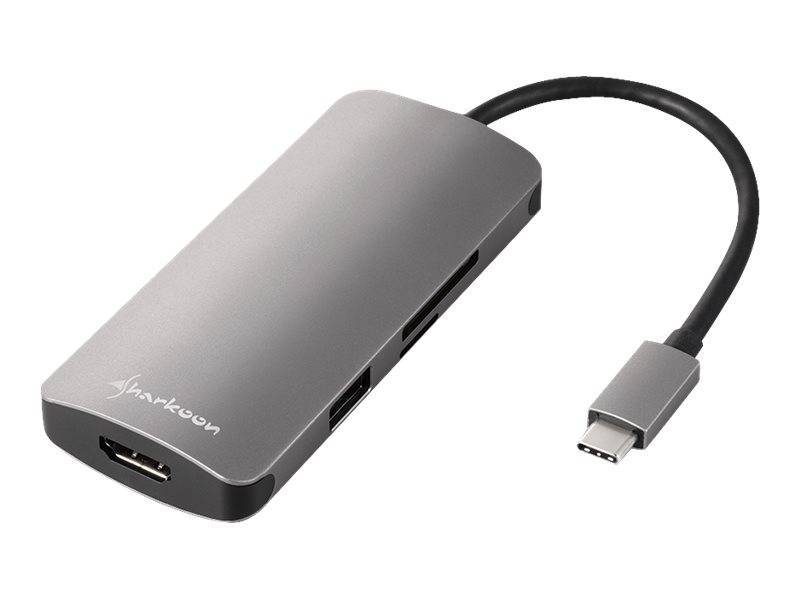 Sharkoon Multiport Adapter USB 3.0 Type C dunkel grau Multimedia-Technik Dockingstation