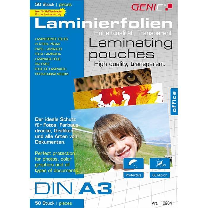 GENIE Laminiertaschen 50 A3 - Folien Multimedia-Technik Laminierfolien
