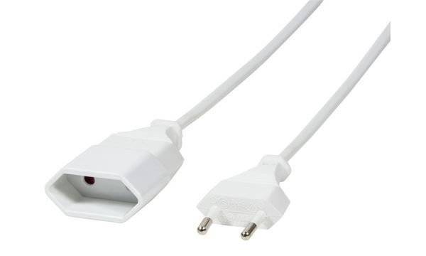 Logilink Netzkabel Euro CEE 7/16 Stecker zu Dose, 2m, Weiß Multimedia-Technik Adapter