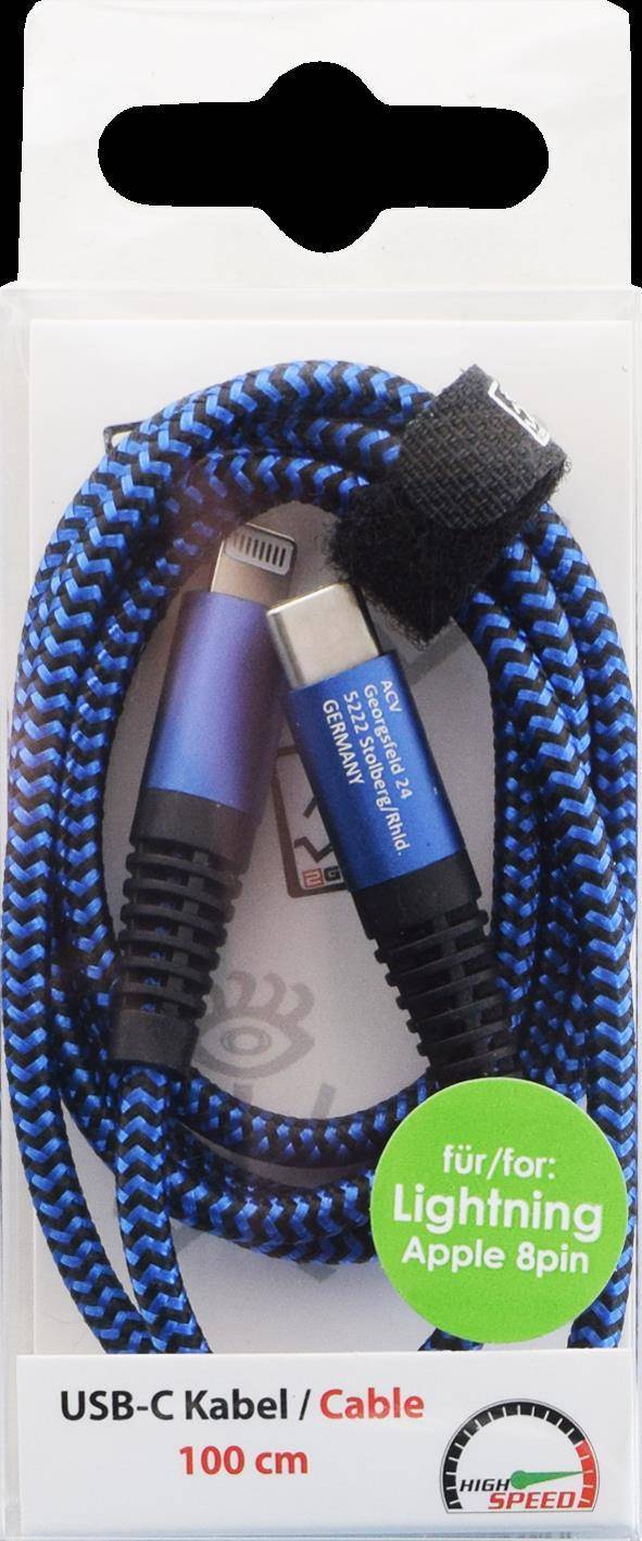 2GO USB Lade-/Datenkabel Type-C - Lightning Nylon 1m blau Multimedia-Technik Apple Zubehör