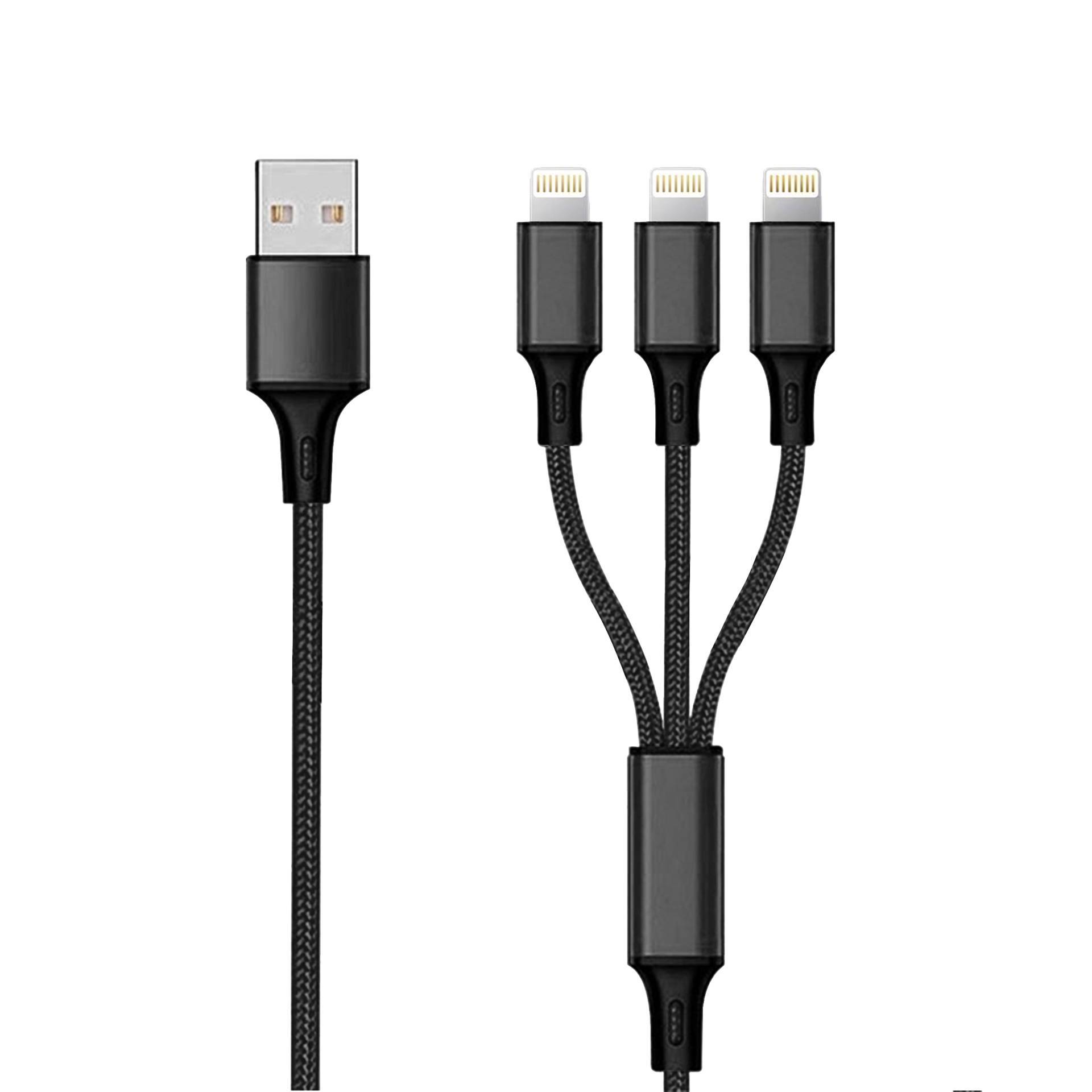2GO 3in1 USB Ladekabel 3x Lightning Nylon 1,5m schwarz Multimedia-Technik Apple Zubehör