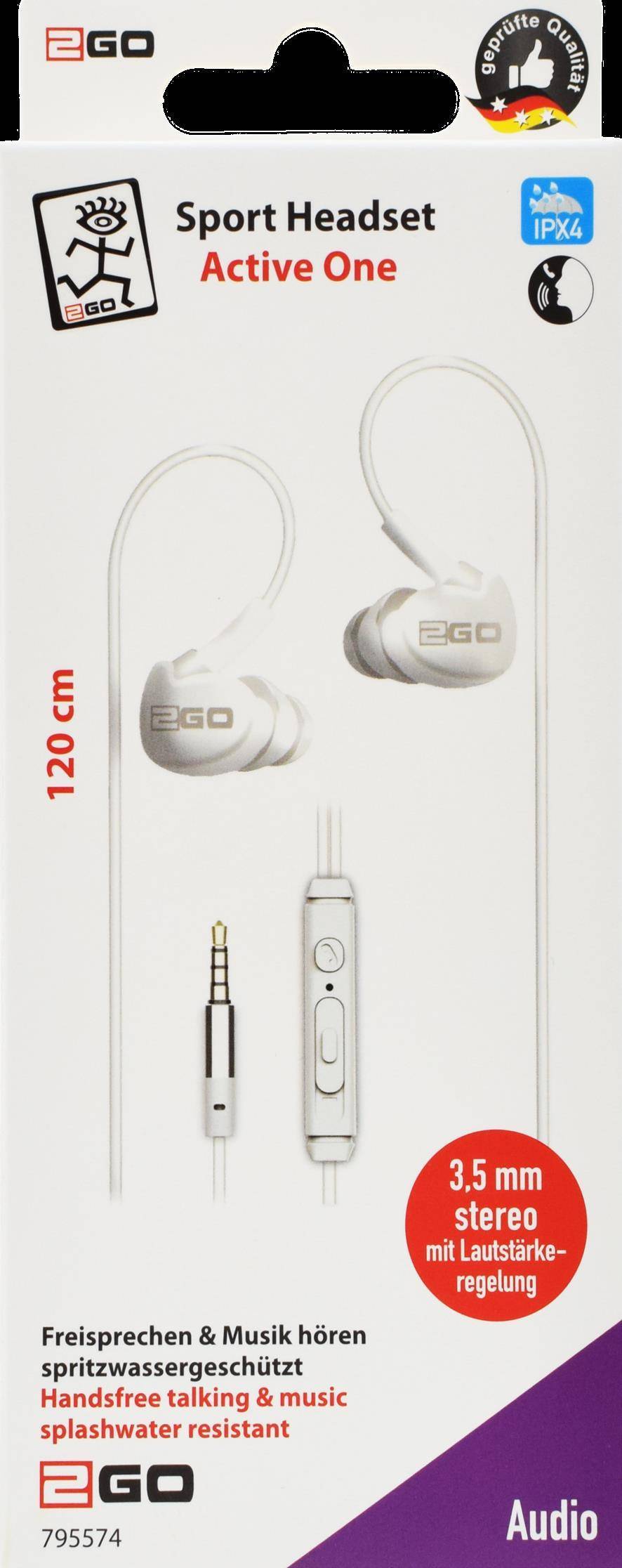 2GO In-Ear Sport-Headset Active m. Rufann.&Lautstärker. we Eingabe / Ausgabe Kopfhörer & Headsets