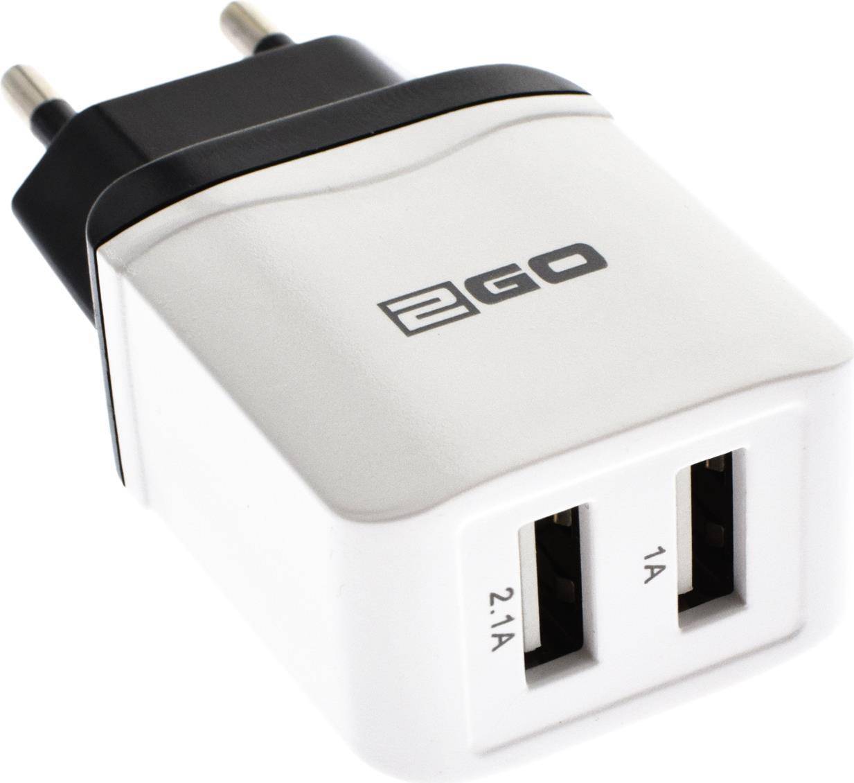 2GO Ladegerät 10,5W 2-Port 2x USB-A, weiß Multimedia-Technik