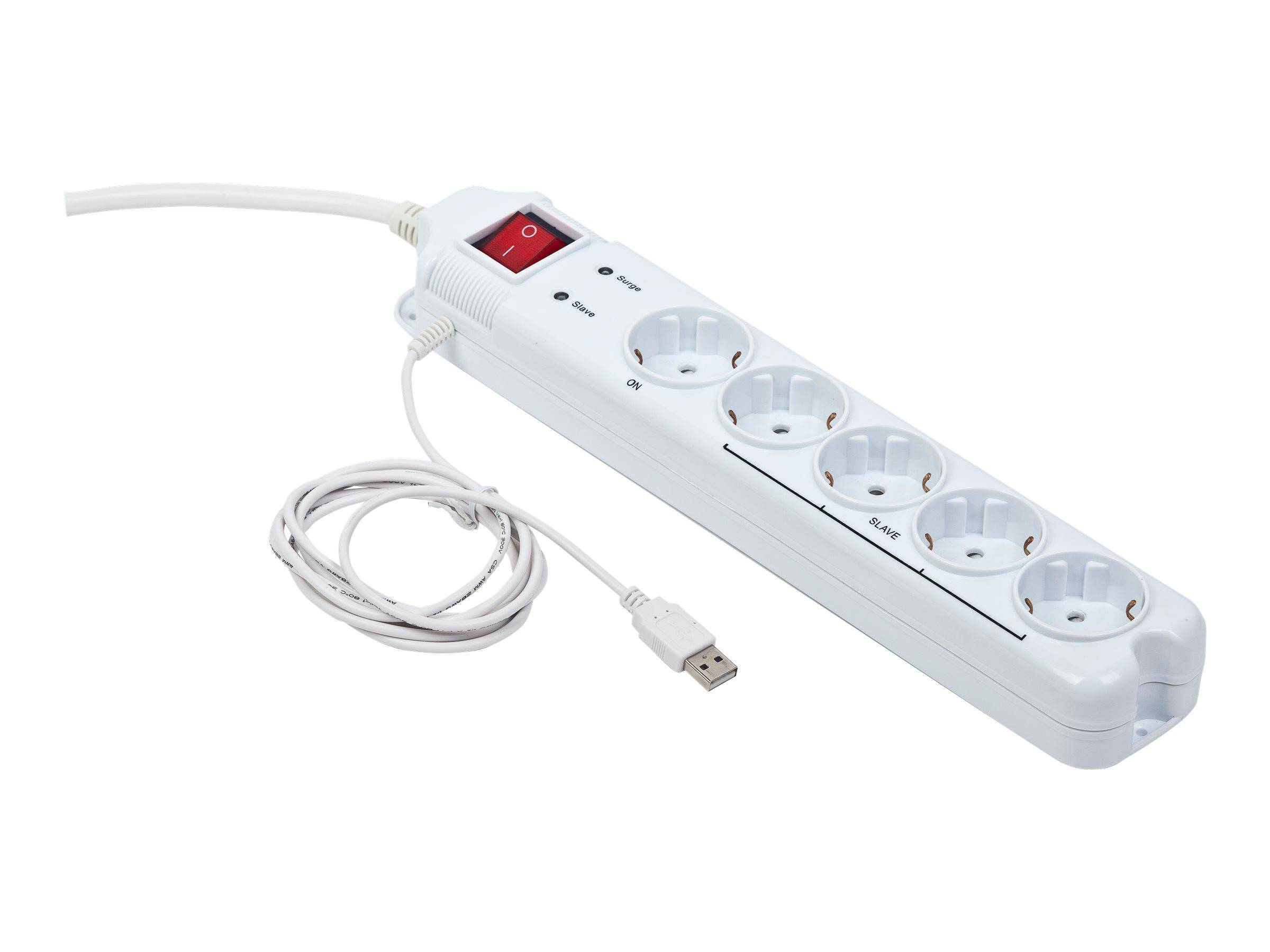 gembird Steckdosenleiste 5fach Ü-Schutz/Master-Slave Multimedia-Technik Steckdosenleisten