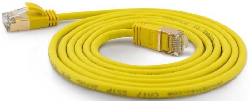 Wantec Patchkabel SSTP CAT7 Ste. CAT6a d=4mm 1,00m gelb Kabel RJ45 Cat.6