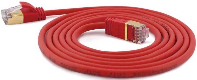 Wantec Patchkabel SSTP CAT7 Ste. CAT6a d=4mm 3,00m rot Kabel RJ45 Cat.6