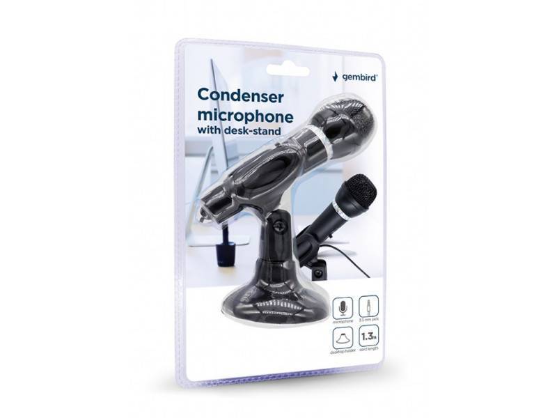 gembird Kondensatormikrofon mit Tischständer schwarz 3,5mm Multimedia-Technik Mikrofone
