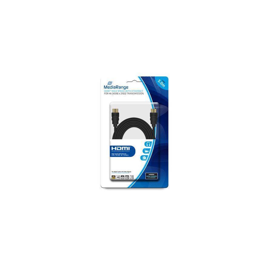 MediaRange HDMI-Kabel High Speed Ethernet 18 Gbit/s 5m schwa Multimedia-Technik