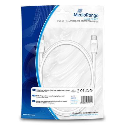 MediaRange Antenen-Kabel Koax-Stecker/Kupplung 75Ohm 1.5m w Kabel Audio- / Videokabel diverse Scart