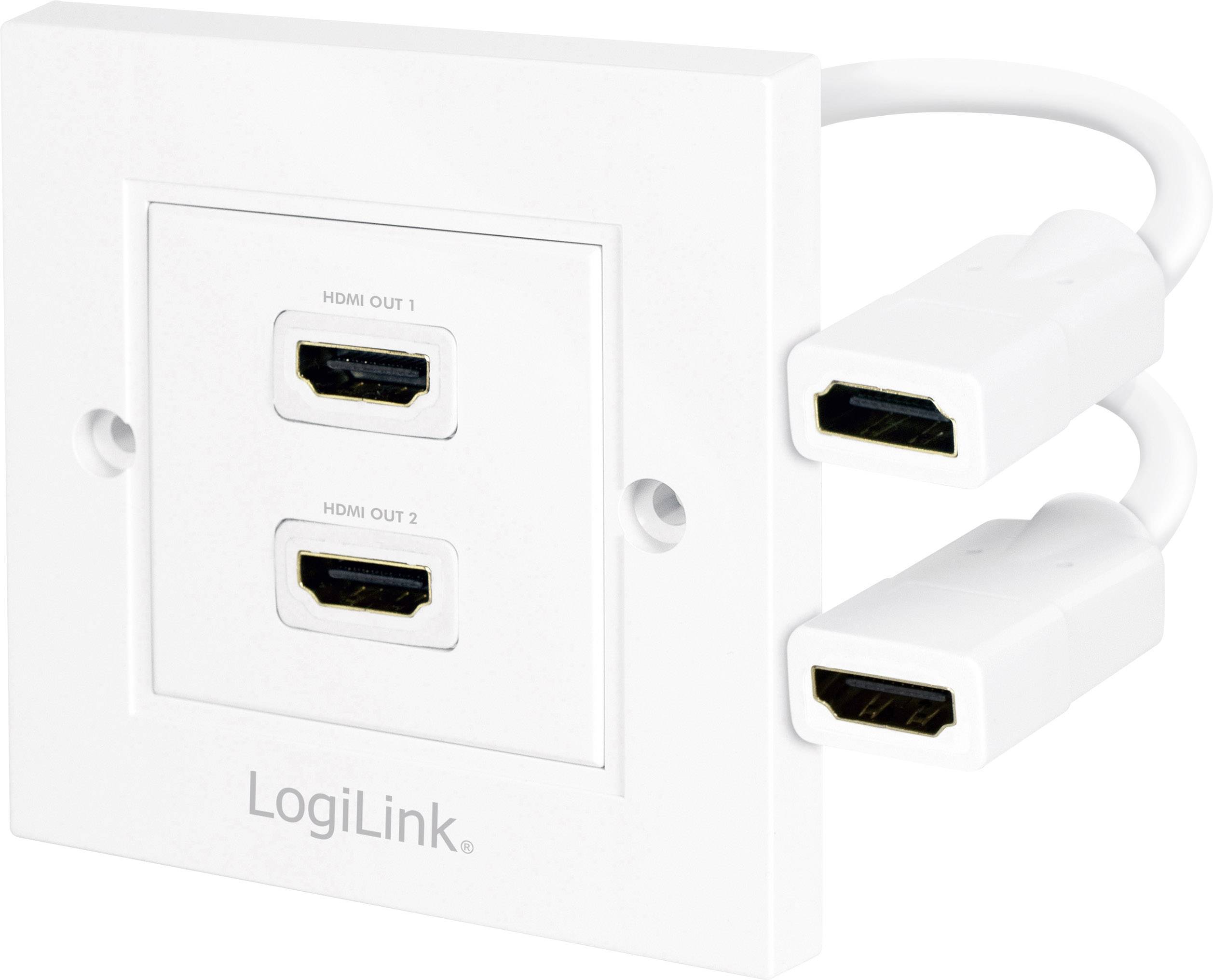 Logilink HDMI Adapter, wall socket, 2-port, white Multimedia-Technik HDMI-Adapter