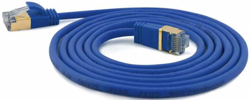 Wantec Patchkabel SSTP CAT7 Ste. CAT6a d=4mm 0,10m blau Kabel RJ45 Cat.6
