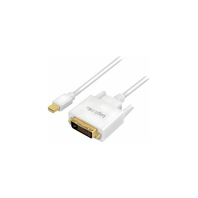 Logilink Mini DisplayPort-Kabel DP 1.2 zu DVI, weiß 1,8m Multimedia-Technik Displayport-Kabel
