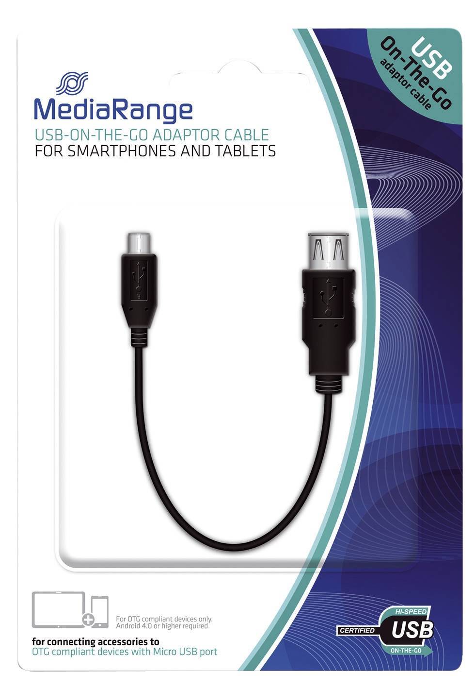 MediaRange USB 2.0 On-The-Go Adapterkabel 20cm schwarz Adapter / Konverter USB