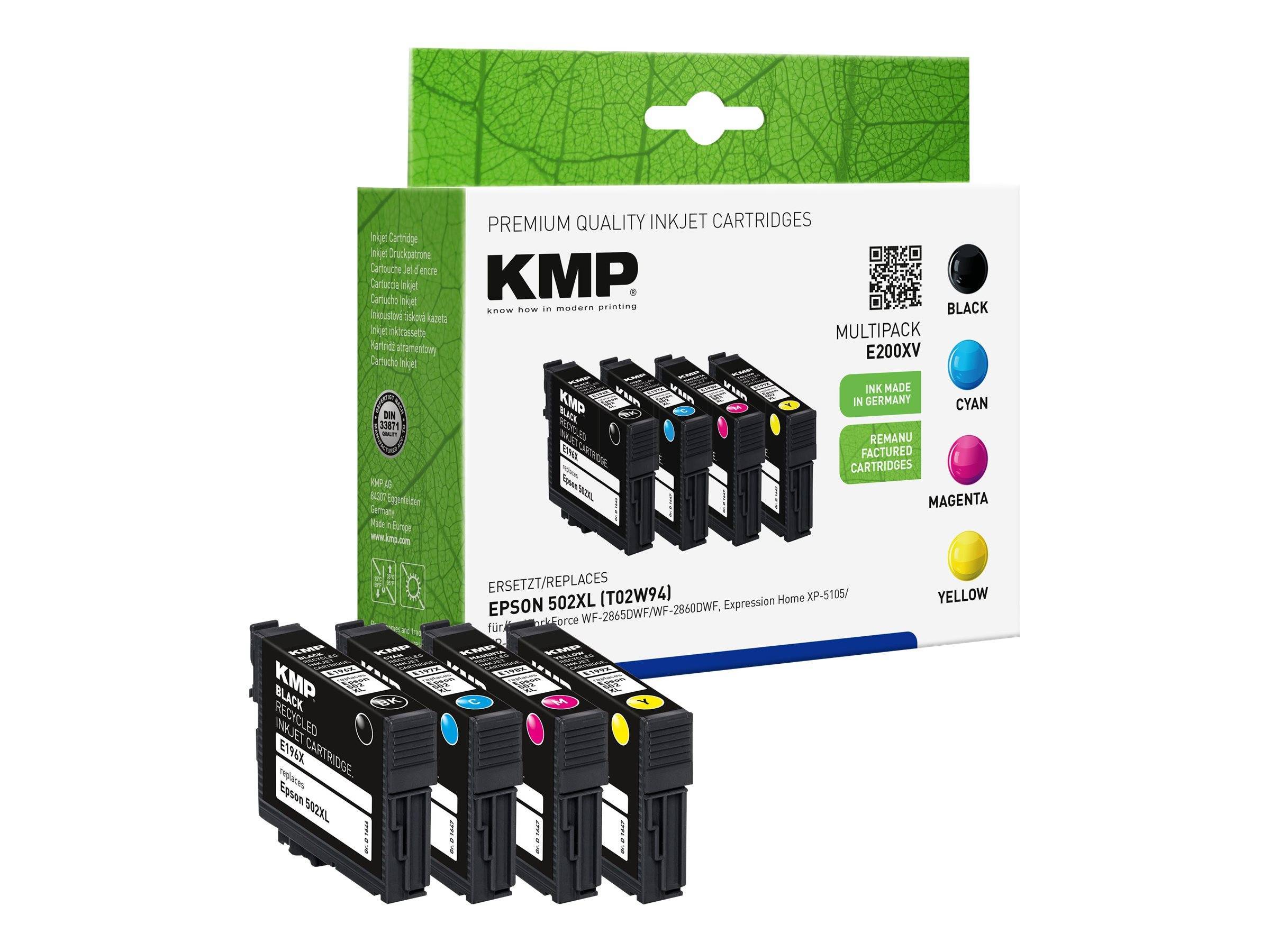 KMP Patrone Epson Pro WF-2865DWF ers. 502XL T02W64 bk,c,m,y remanufactured Multimedia-Technik