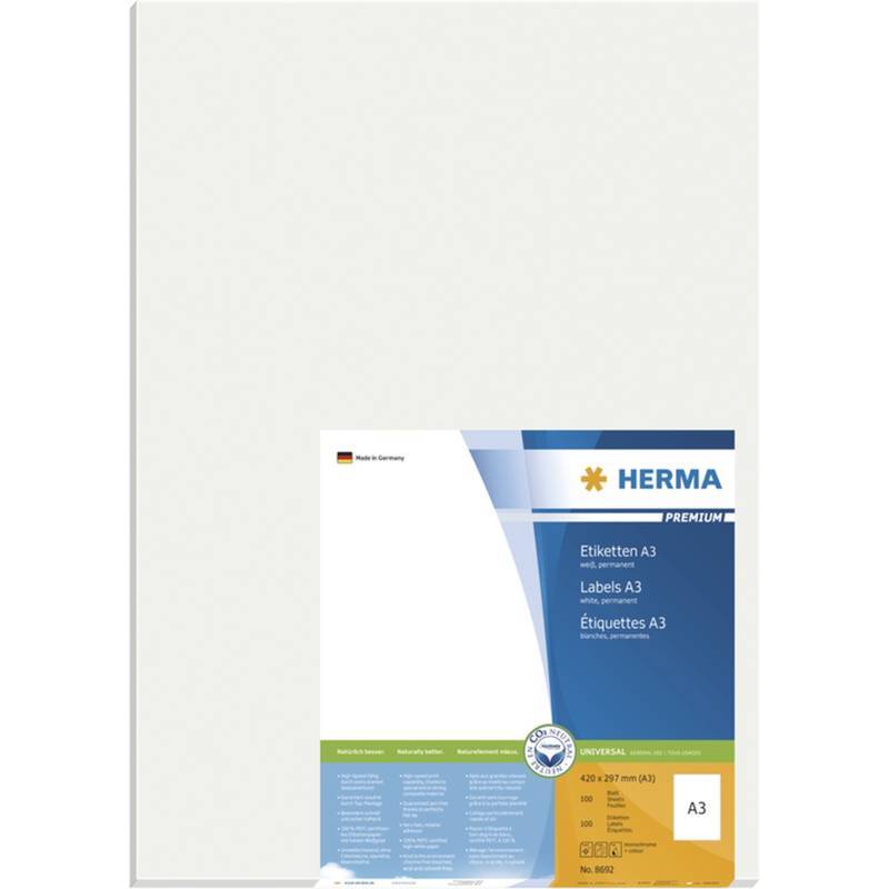 HERMA A3-Etiketten Premium weiß 297x420 mm Papier 100 St. Multimedia-Technik Etiketten
