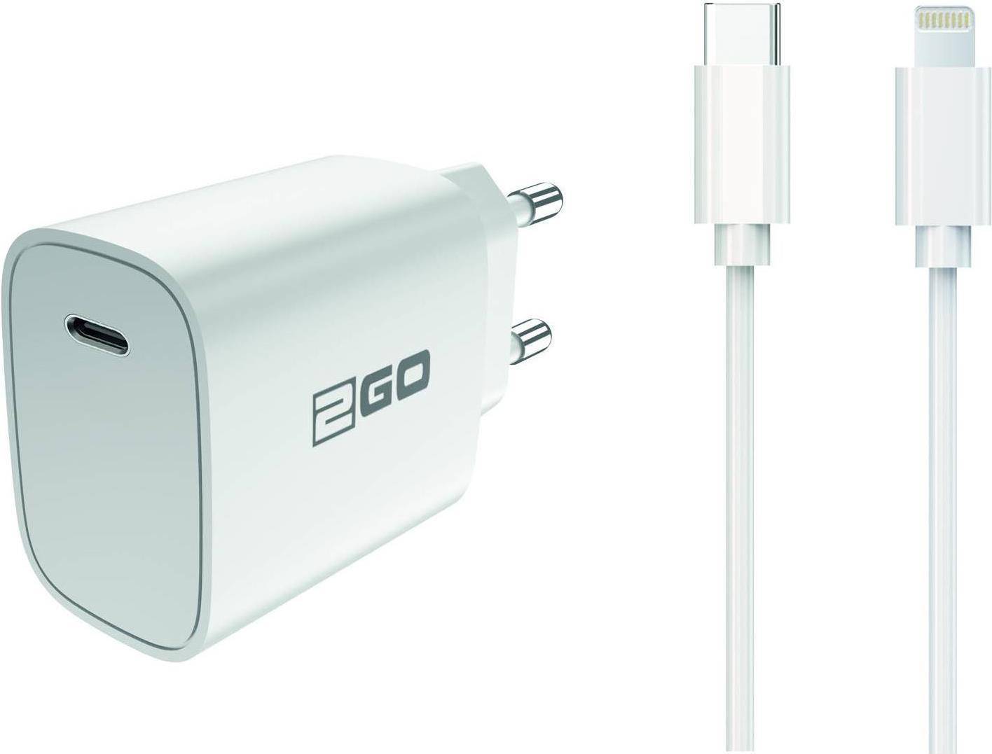 2GO Ladegerät 20W 1x USB-C inkl. Kabel auf lightn.weiß Multimedia-Technik