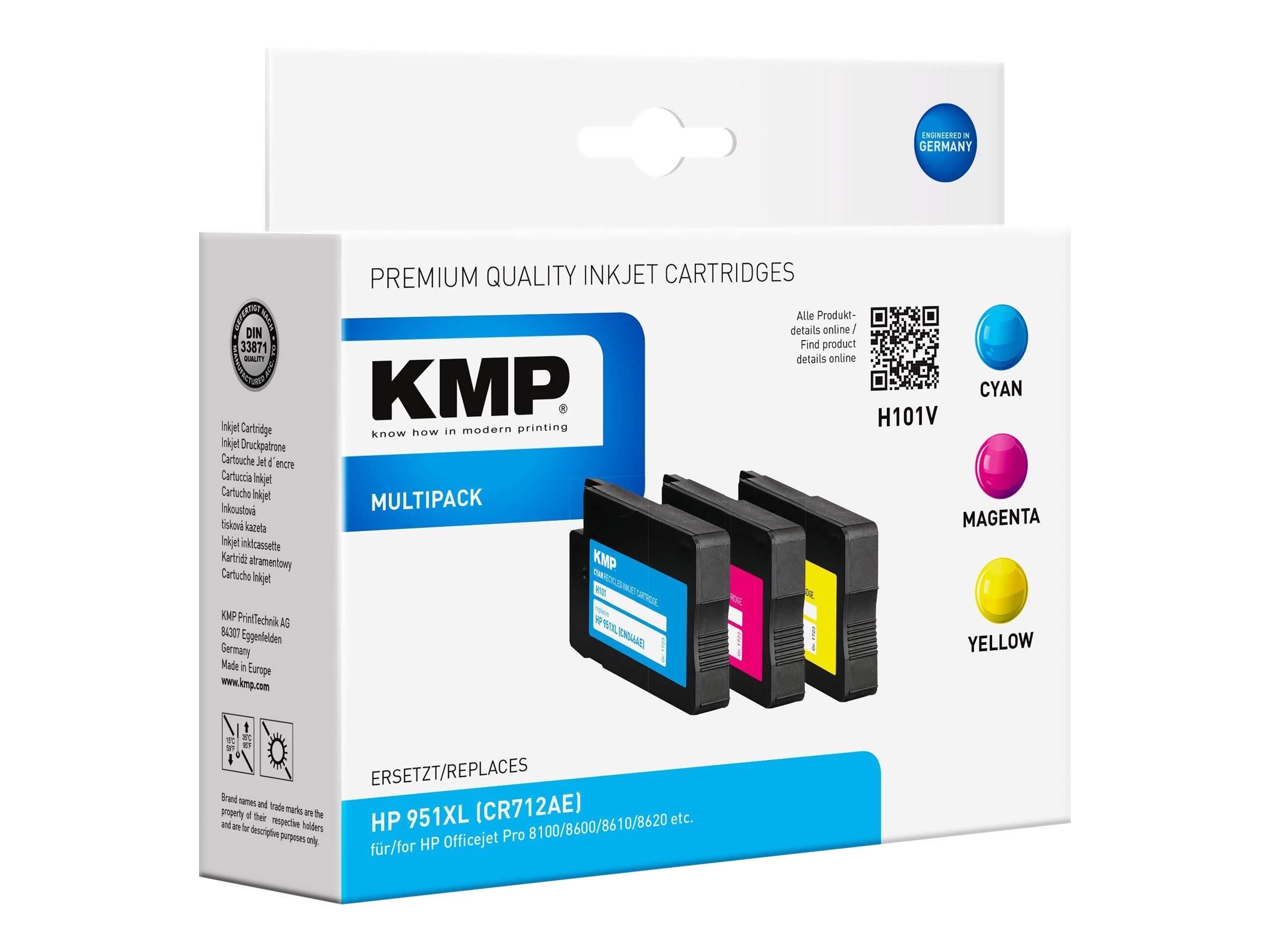KMP Patrone HP NR.951XL Multipack 3x1500 S. H101V refilled Multimedia-Technik Patronen HP