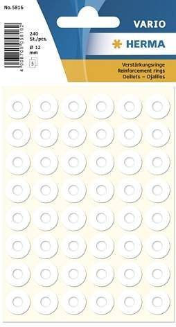 HERMA Verstärkungsringe selbstklebend  12 mm weiß 240 St. Multimedia-Technik Etiketten