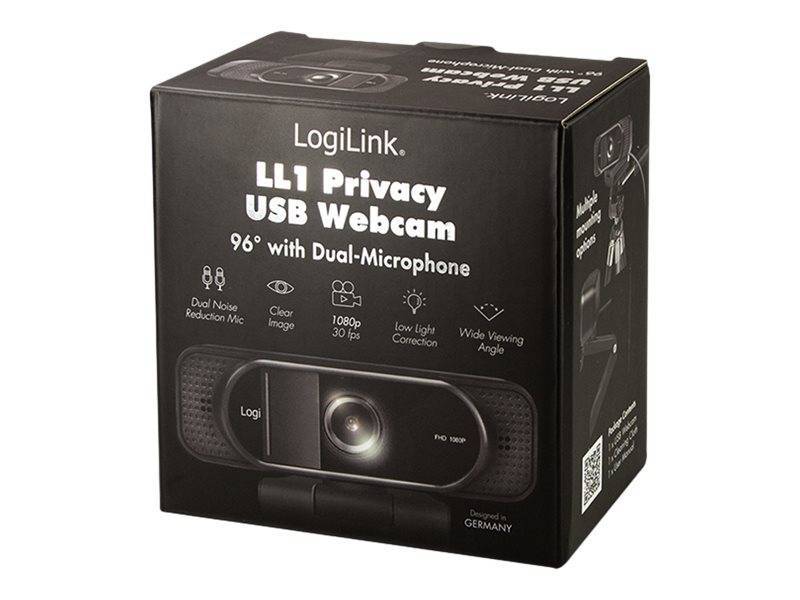 Logilink Webcam 1080p FHD + Mikrofon Privacy 96° Eingabe / Ausgabe Webcams