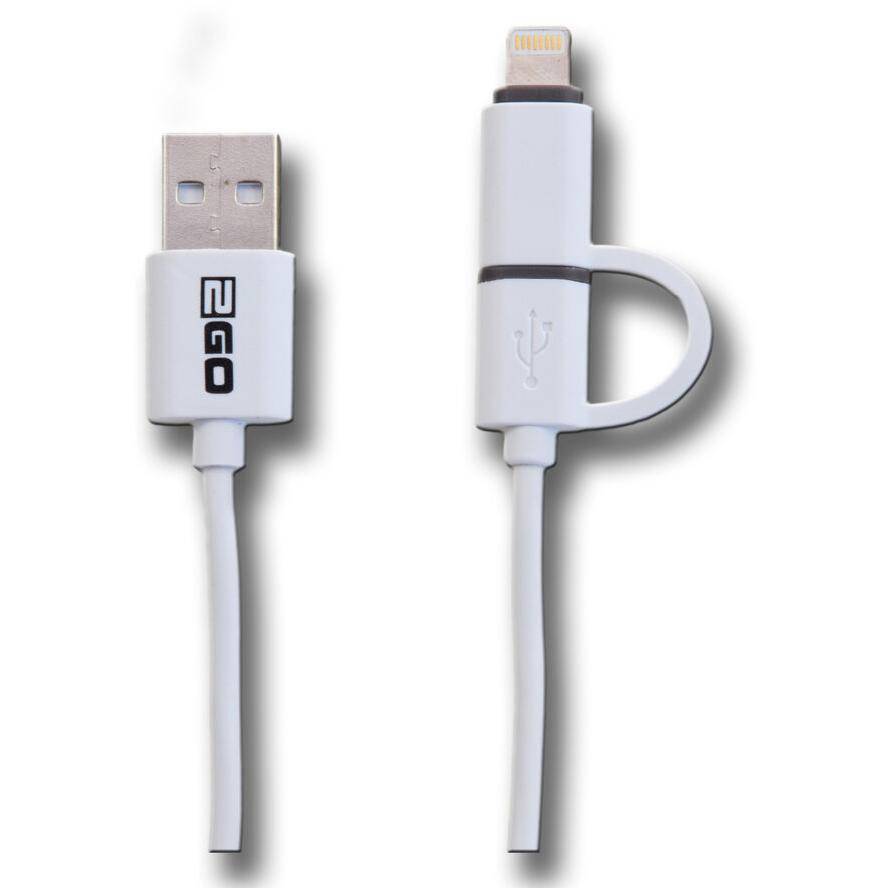 2GO 2in1 USB Lade-/Datenkabel f. Micro-USB & Apple 100cm ws Multimedia-Technik Audiokabel