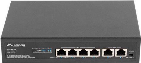 LANBERG Switch 4-Port 100MB PoE+/2x100MB unmanag. 10/1960W Multimedia-Technik Switche