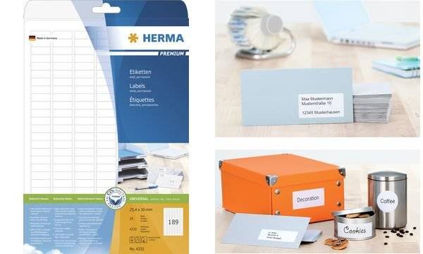 HERMA Adressetiketten Premium A4 weiß 63,5 x 33,9 mm 600St. Multimedia-Technik Etiketten