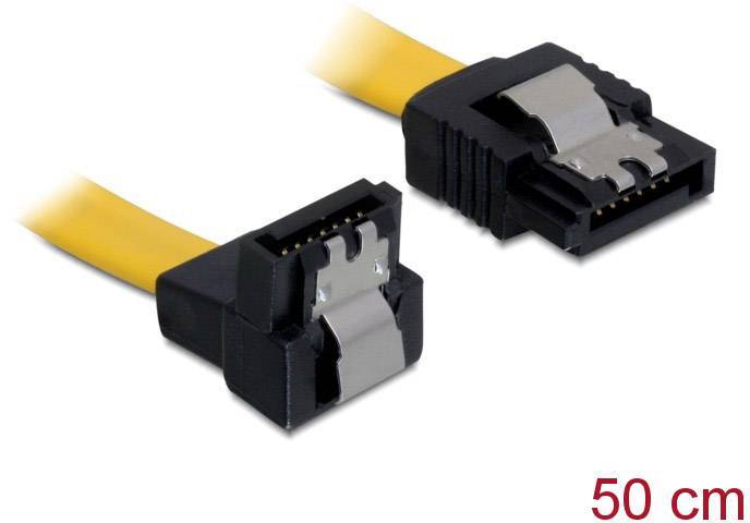 DELOCK SATA-Kabel SATA -> down St/St 0.50m gelb Clips Multimedia-Technik Sata-Kabel