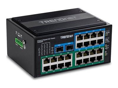 TRENDnet Industrie Switch 26Port Gbit PoE+ Metall DIN-Rail Multimedia-Technik Switche