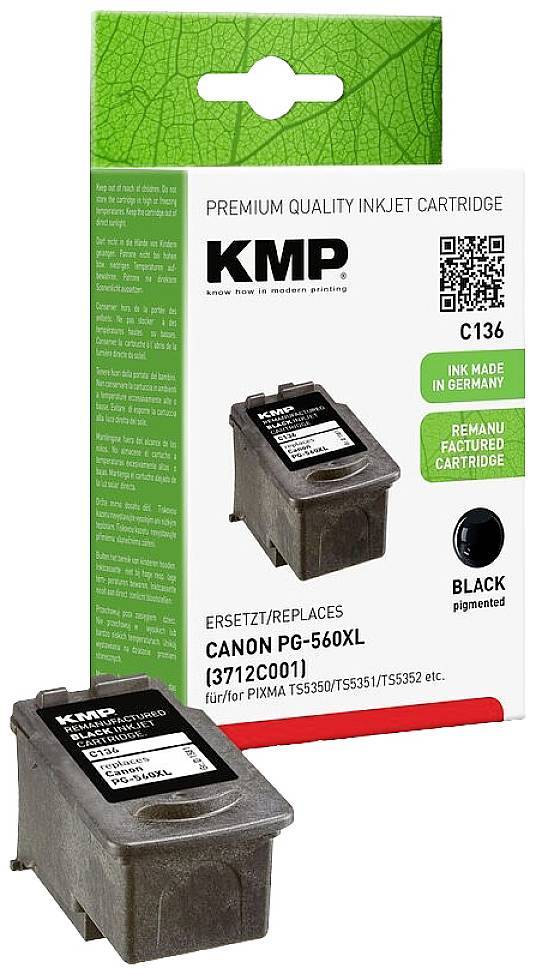 KMP Patrone Canon PG-560XL/PG560XL black 400 S. C136 refille remanufactured Multimedia-Technik