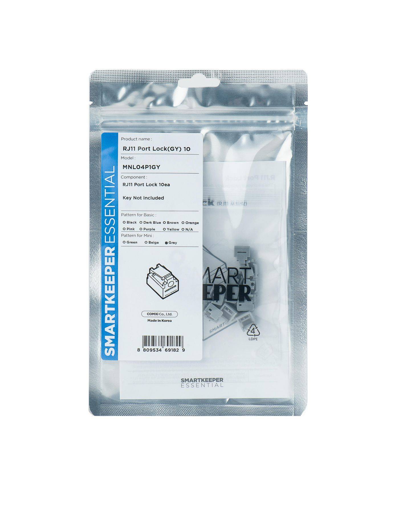 SmartKeeper Mini RJ11 Port Blocker grau 10 Stk. Multimedia-Technik Sicherungssysteme