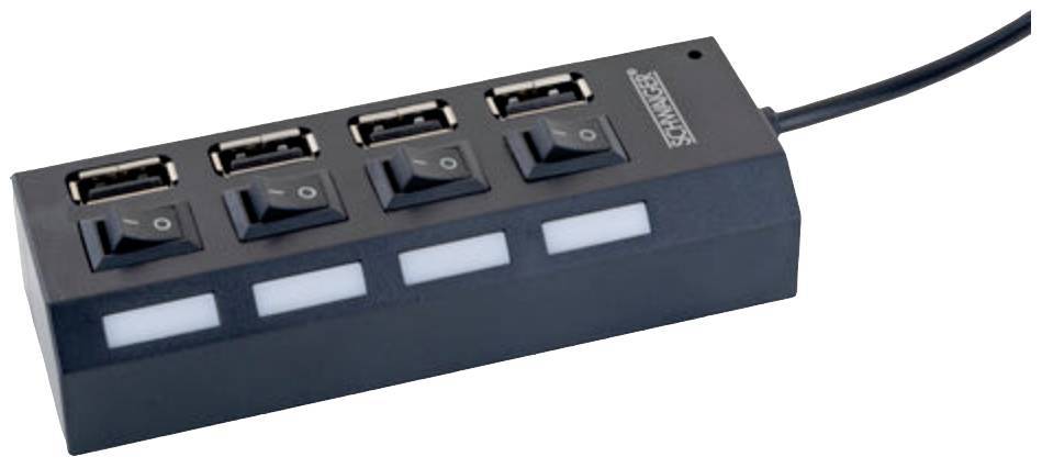 Schwaiger USB Hub 4-fach 2.0A Buchse Passiv Schwarz Multimedia-Technik HUBs