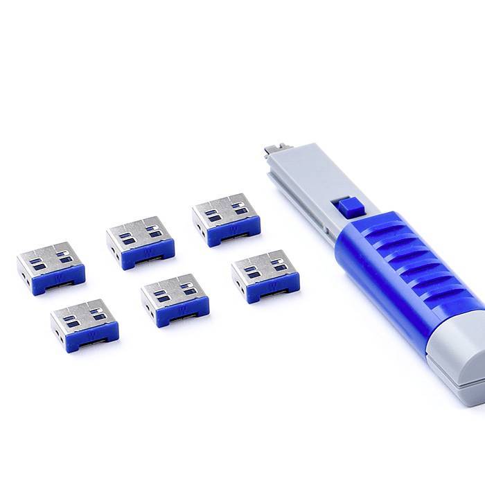SmartKeeper Basic USB-A Port Blocker dunkelblau 6 Stk.+Key Multimedia-Technik Sicherungssysteme
