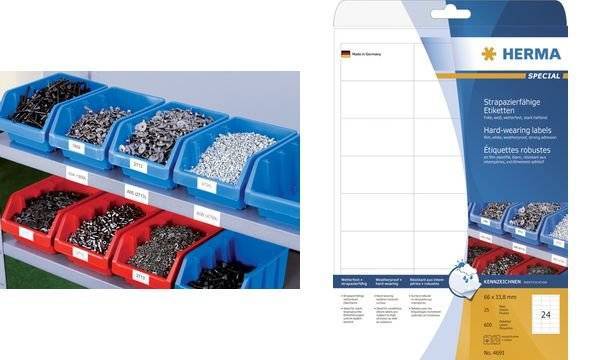 HERMA Schilder A4 weiß 190x275 mm Folie 25 St. Multimedia-Technik PapierBüroSchreibwar