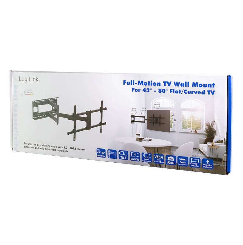 Logilink TV-Wandhalterung 43-80,50kg Tragkraft, schwenkbar Multimedia-Technik Wandhalterung