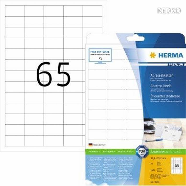 HERMA Adressetiketten Premium A4 weiß 38,1 x 21,2 mm 1625St. Multimedia-Technik Etiketten