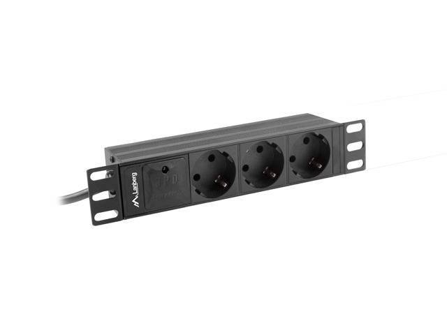 LANBERG 10 PDU-Steckdosenleiste 1U 3x Schuko C14 2m sw Multimedia-Technik Steckdosenleisten