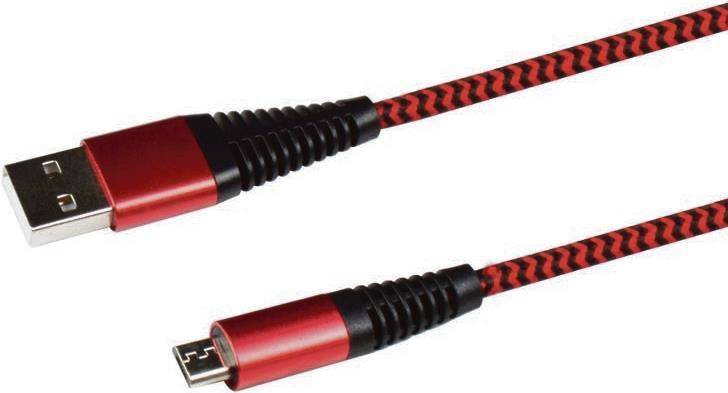 2GO USB Lade-/Datenkabel USB-A - Micro-USB 1m Nylon rot Multimedia-Technik Kabel