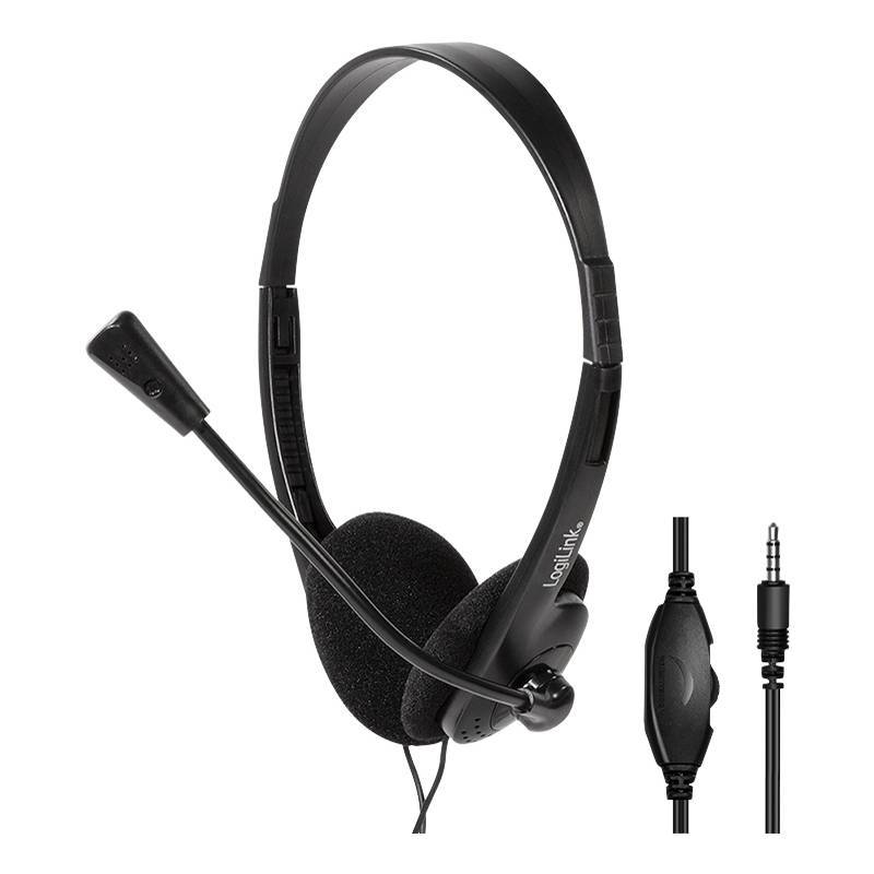 Logilink Stereo-Headset, 1x 3,5-mm-Klinke Bügelmikro Eco-Box Eingabe / Ausgabe Kopfhörer &