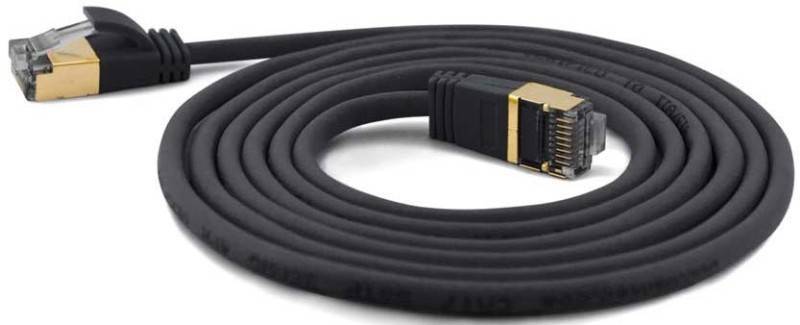 Wantec Patchkabel SSTP CAT7 Ste. CAT6a d=4mm 0,50m schwarz Kabel RJ45 Cat.6