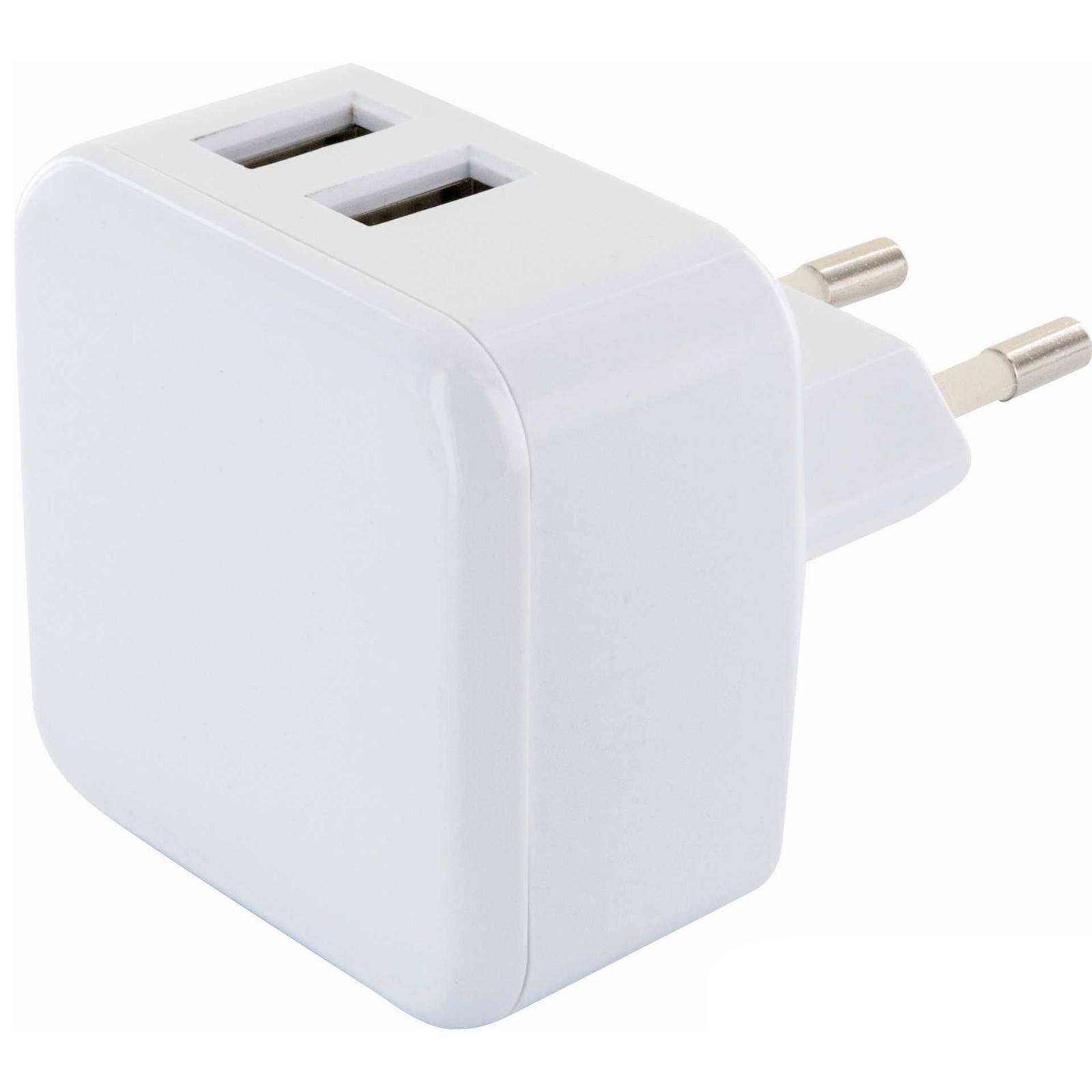 Schwaiger Ladegerät 230V 2x USB 2.0 A Weiß/Grün Multimedia-Technik