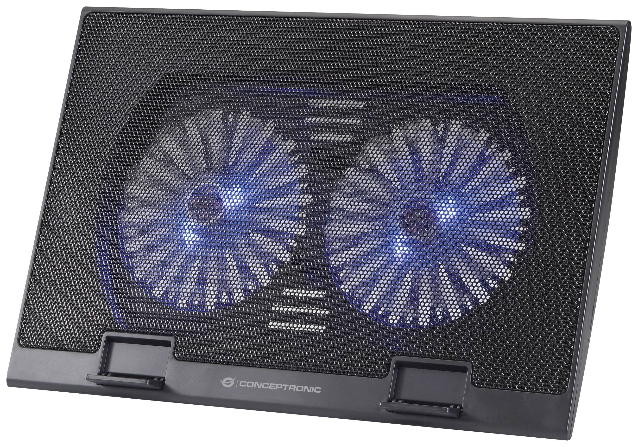 CONCEPTRONIC 2-Fan USB-A2.0 Laptop-Kühlpad 30Kg 17 sw Multimedia-Technik Notebookzubehör