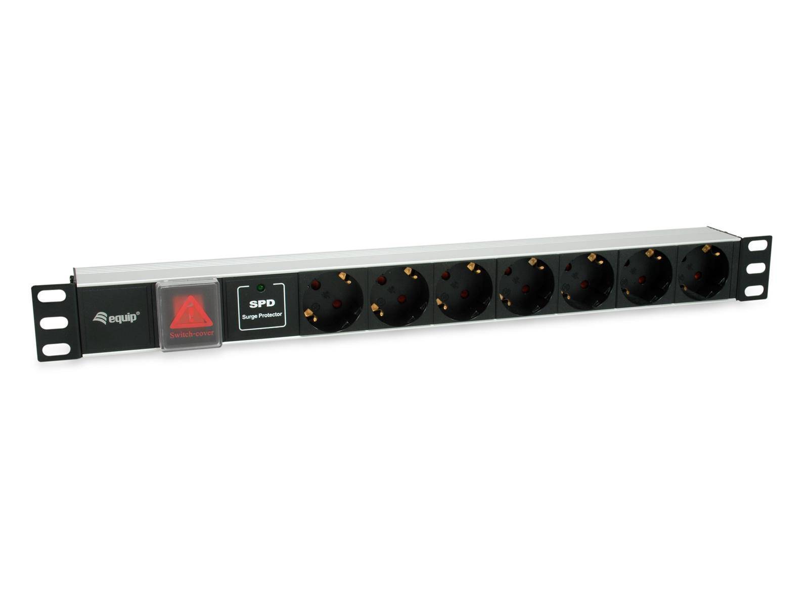 Equip 19 Steckdosenleiste CEE7/7 90°->7xSchuko+Switch Alu. Multimedia-Technik Steckdosenleisten